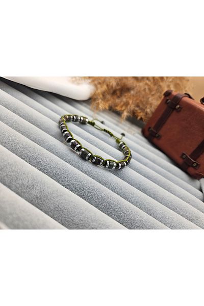 AURA Natural Stone Men's Bracelet (Blood Stone)