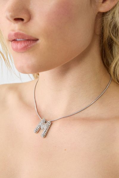 Stradivarius Bright Stone Letter-Tip Necklace