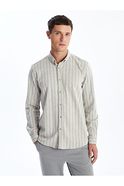 LC Waikiki Ανδρικό ριγέ μακρυμάνικο πουκάμισο με λεπτή εφαρμογή