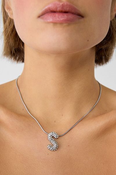 Stradivarius Bright Stone Letter-Tip Necklace
