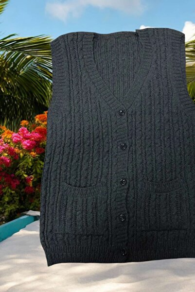 ÇEÇEN HOME (2 Τεμάχια) Γυναικείο πλεκτό μάλλινο πλεκτό μητρικό κοντό γιλέκο μ...