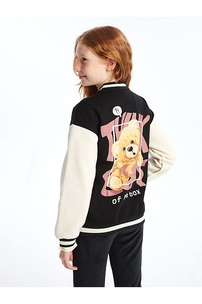 LC Waikiki Lcw Printed Girl's Thick College Jacket Fast Fashion