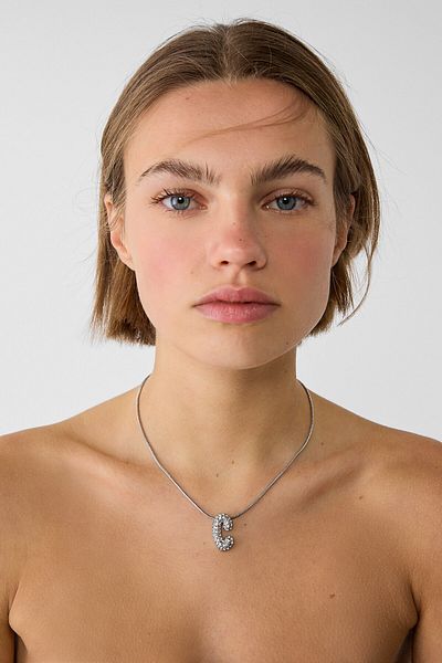 Stradivarius Bright Stone Letter-Tip Necklace