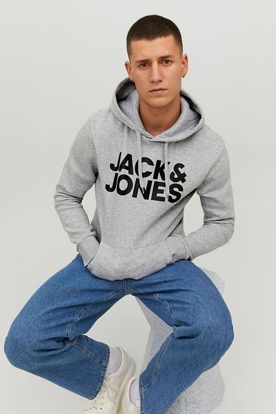 Jack & Jones Jack&Jones Men's Sweatshirt - Long Sleeve, Logo 3979 Grey/Grey 13W42JJECORP
