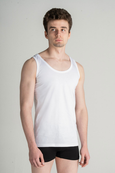 Mercan %100 Pamuk 6'lı Erkek Beyaz Askılı Atlet