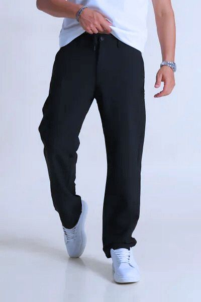 BayBayan Men's Flexible Comfortable Pipe Leg Lycra Fabric School Pants