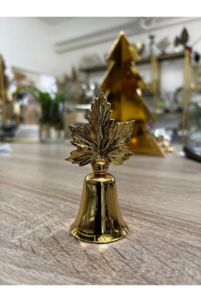 Mercan Tasarım Atölyesi Asma Yapraklı Metal Çan Mum Söndürücü-Gold