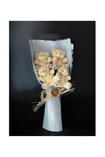 Çelik 4-Piece Brown Teddy Bear Bouquet