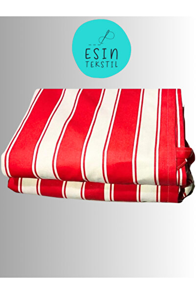 esin tekstil Red and White Striped Balcony Curtain with Cornice - Luxury Tailored Tarpaulin