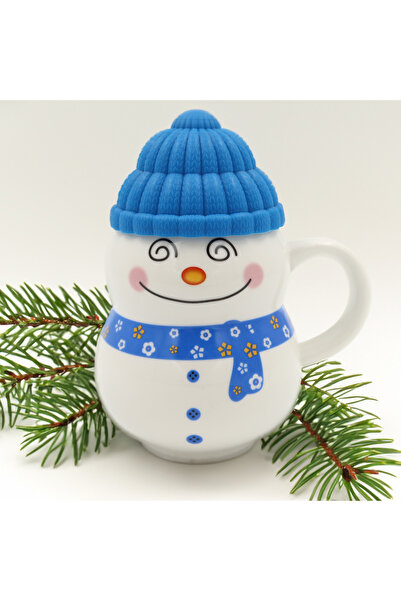 enyareshome Silikon Şapkalı Geç Soğuyan Sevimli Hediyelik Büyük Boy Seramik Kupa 15cm