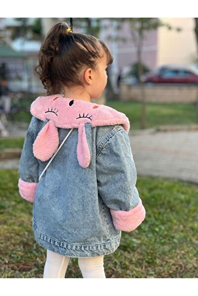 Sahil Collection Çanta Hediyeli Içi Kürklü Kız Çocuk Kot Mont