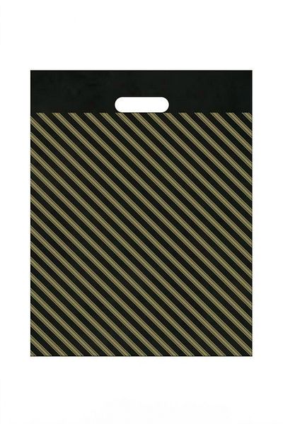TiriStore Black Striped Reinforced Hand Bag - 33X45 Cm, 250 Pieces