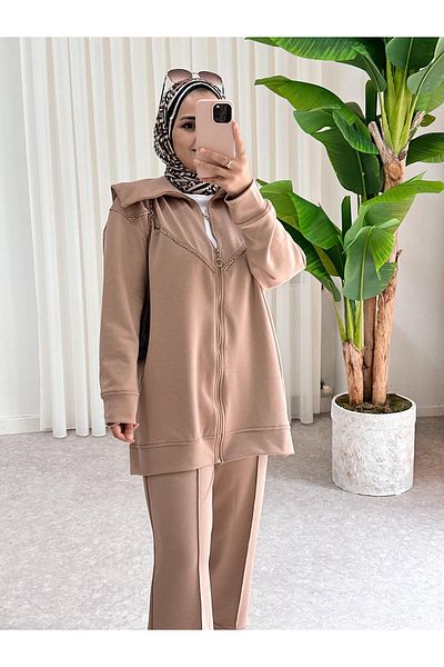 ASEL FASHİON Premium Coffee Color Veleso Modal Σετ