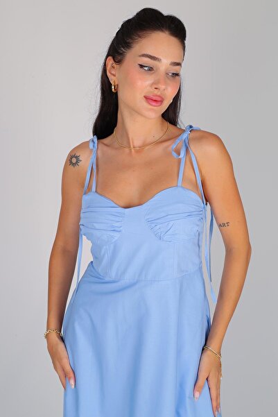 FACETTE Blue Rope Strap Women's Long Dress