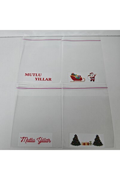 arminow YILBAŞI DESENLİ 10X15 CM YAPIŞKAN BANTLI ŞEFFAF POŞET - 20 ADET