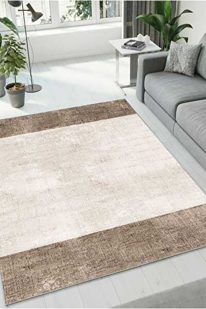 HaLıFoRuM Yıkanabilir Kaymaz Tabanlı Oturma Odası Halısı Mutfak Koridor Salon DZ-32-KAHVERENGİ