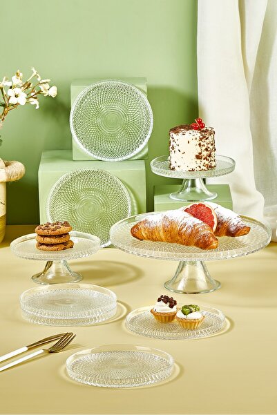 Lora Bianca Mina 9 Piece Cake/Cake/Dessert Presentation Serving and Plate Set