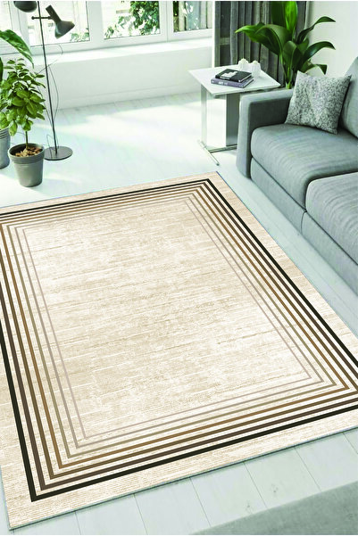 HaLıFoRuM Yumuşak Yıkanabilir Mutfak Halısı Koridor Salon Oturma Kaymaz Tabanlı DZ-17-KREM