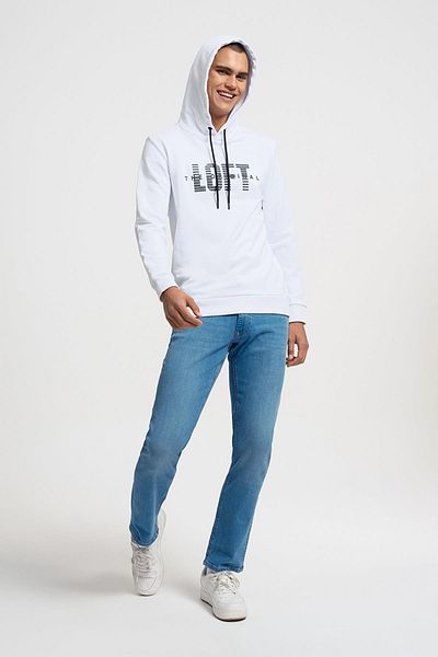 Loft 2034026 White Printed Hooded Men's Sweat