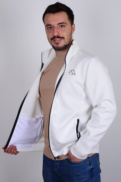 Cazador 23kceeo05024 Cardigan pentru scuba pentru bărbați, cu fermoar, ecru