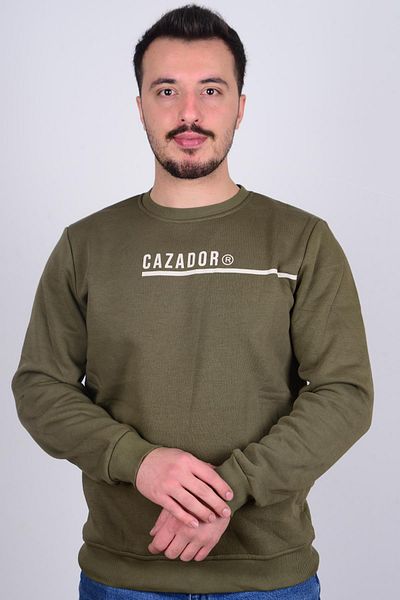 Cazador Cazador5128 Hanorac pentru bărbați cu gât crew cu imprimeu Cazador kaki