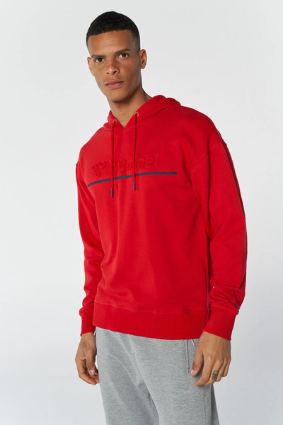 hummel 921645-3658 Kırmızı Önü Baskılı Kapüşonlu Erkek Sweat