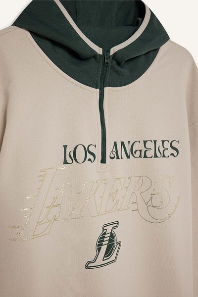 DeFacto Defactofit Nba Los Angeles Lakers Boxy Fit Hooded Zip Thick Sweatshirt A7227Ax24Wn