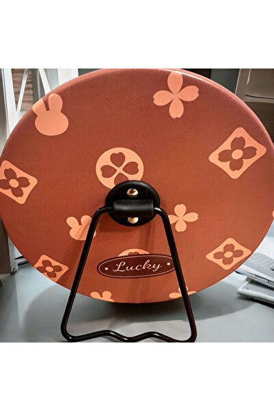 Rachel Masa Üstü Deri,Metal Ayaklı, 16 cm, Desenli, Makyaj Aynası