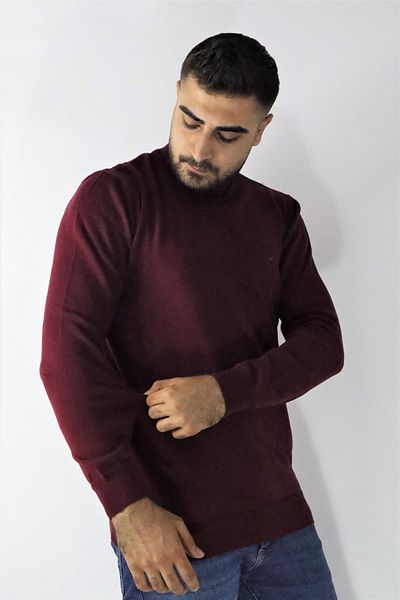 Cazador 22kceeo03603 Pulover de bază cu jumătate de gât roșu Claret pentru bărbați