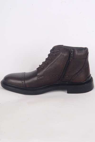 Bulldozer 250158 Deri Ortapedik Tabanlı Yandan Fermuarlı Yarım Boğazlı Bağcıklı Taba Erkek Kışlık Bo