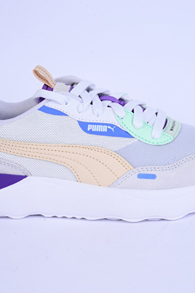 Puma 392324-11 Runtamed Platform Fileli Deri Detaylı Ortopedik Taban Bağcıklı Hafif Esnek Beyaz-mor