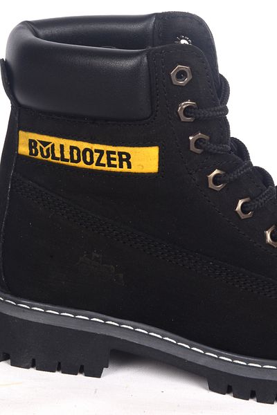 Bulldozer 240602   Cizme de iarnă unisex din nubuc negru - talpă ortopedică, model lateral și șireturi