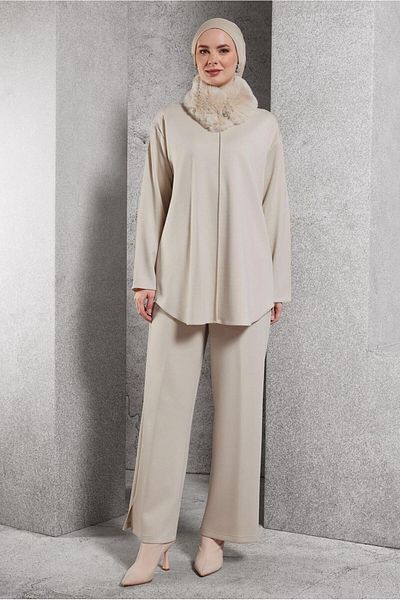Alvina 45086 Model Fur Detailed Trousers Set