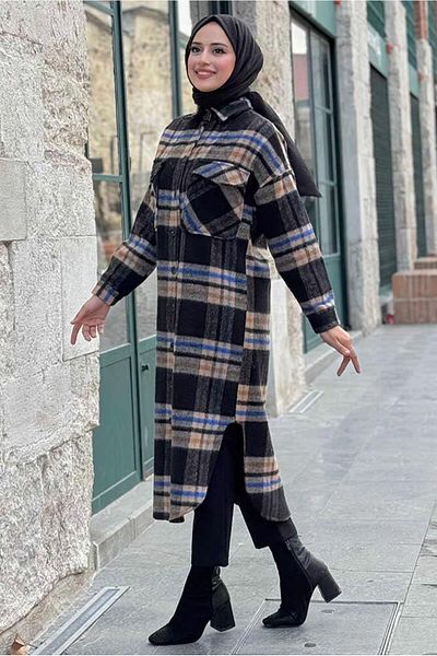 TRENDTESETTÜR Tunica de dama albastra cu caju lung - T 0267-1