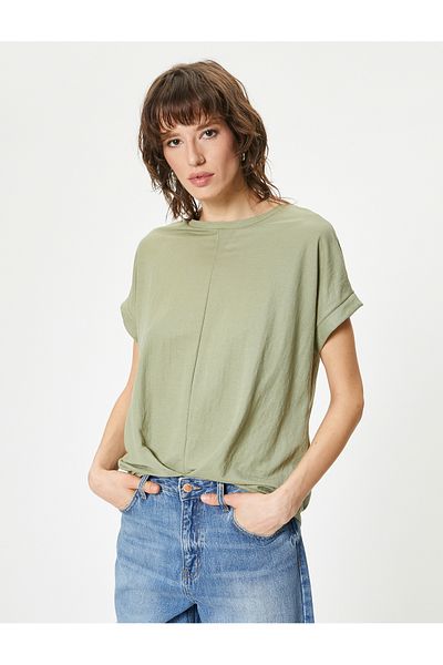 Koton Μπλουζάκι Relaxed Fit με κοντό μανίκι μπροστινή ραφή