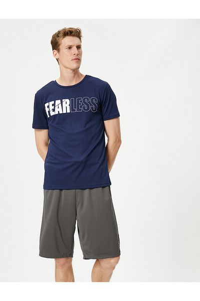 Koton Crew Neck Short Sleeve Sports T-Shirt - Slogan Printed