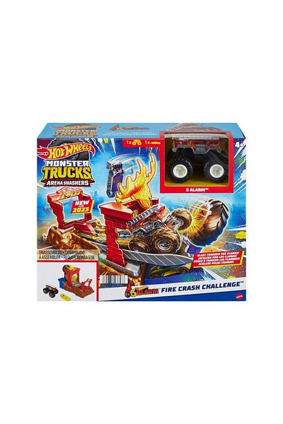HOT WHEELS MONSTER TRUCKS ENTRY CHALLENGE ARENA SMASHERS PROVOCAREA FIRE CRASH