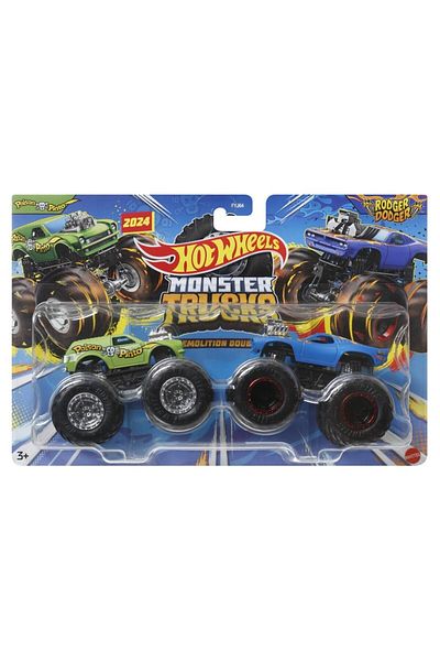 HOT WHEELS MONSTER TRUCK SET 2 MASINI RODGER DODGER SI POISON PINTA SCARA 1 LA 64