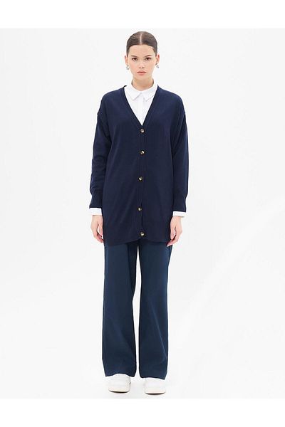 Kayra Basic Knitwear Cardigan Navy Blue