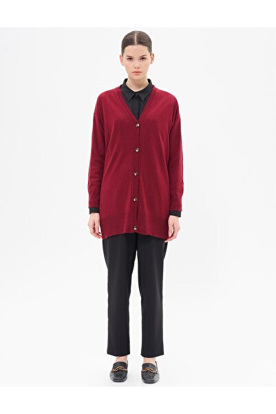 Kayra Basic Triko Hırka Bordo