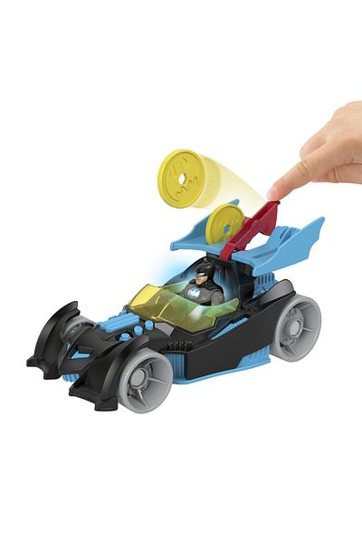 FISHER PRICE IMAGINEXT DC SUPER FRIENDS VEHICUL CU FIGURINA BATMAN CU COSTUM GRI
