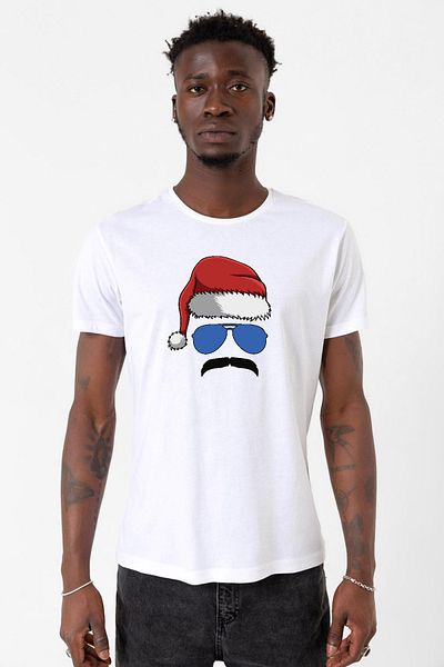 Tshirthane Μουστάκια Χριστουγεννιάτικο Αντρικό μπλουζάκι με λευκό ποδήλατο
