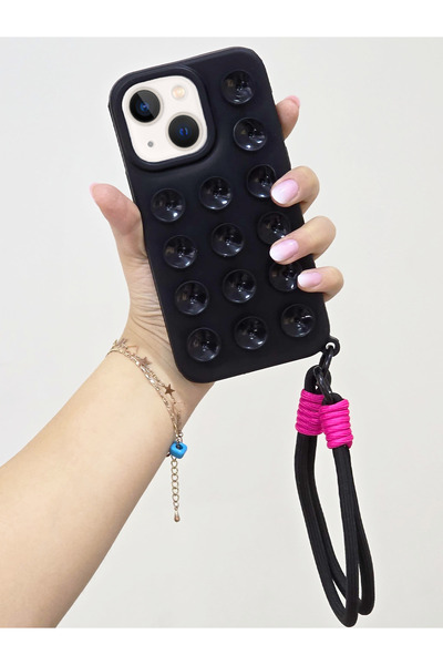 OSG Luxury Case with Colorful Strap That Can Stick to Flat Surfaces with Vacuum Feature Compatible with iPhone 13 and 14