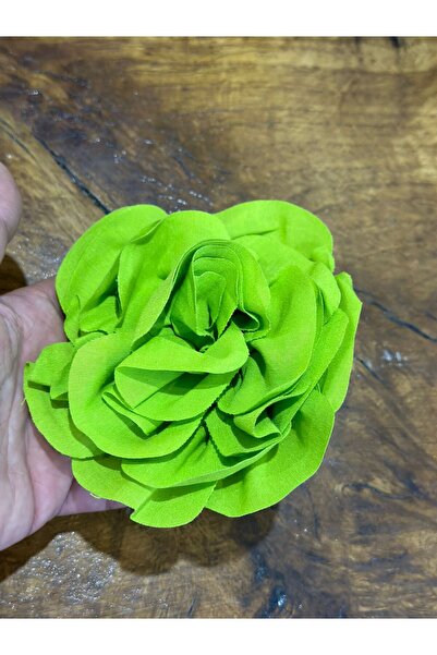 Gönülden Tasarım 12X12 CM  KABARTMA ÇİÇEK BROŞ YAKA İĞNESİ GİYİM AKSESUARI Yeşil