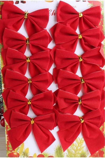 BeySüS Christmas Pine Tree Ornament Bow 12 Pieces 5 cm