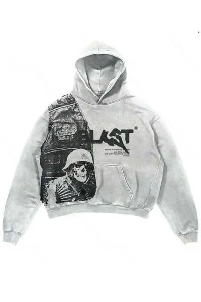 Köstebek Φούτερ Blast Skull Army White με κουκούλα