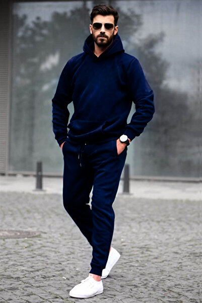 YAKAMEL Ανδρικό Σετ Φόρμας Oversize 3 Νημάτων με Ριμπ Σχέδιο