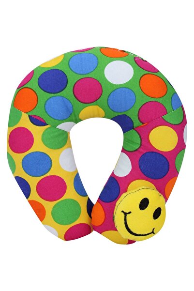 Babyhug Neck Protector Pillow for 0-6 Months - Smiley Motif, Ergonomic U-Shape Design