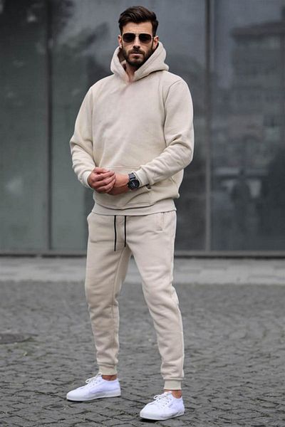 BayBayan Ανδρικό σετ χειμερινής φόρμας Oversize 3 Thread Raised