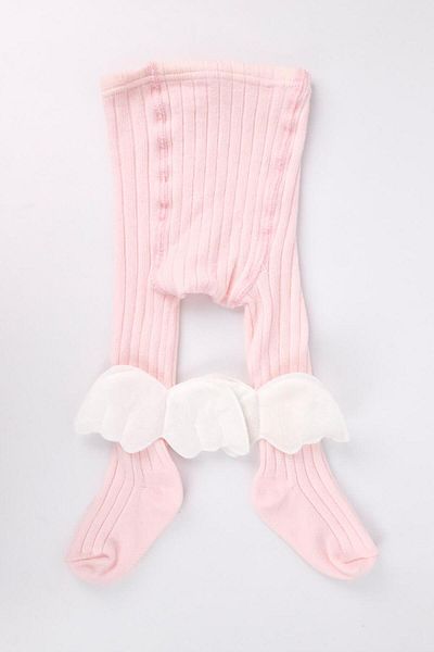 Le Mabelle Pink Wing Ribbed Girl's Pantyhose